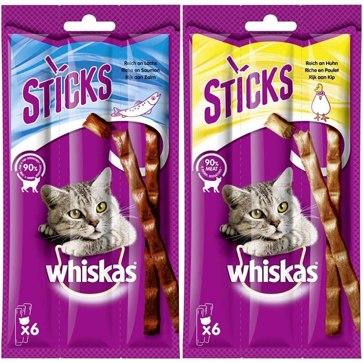 Whiskas Sticks kattensnack zalm en kip 28 x 36 g