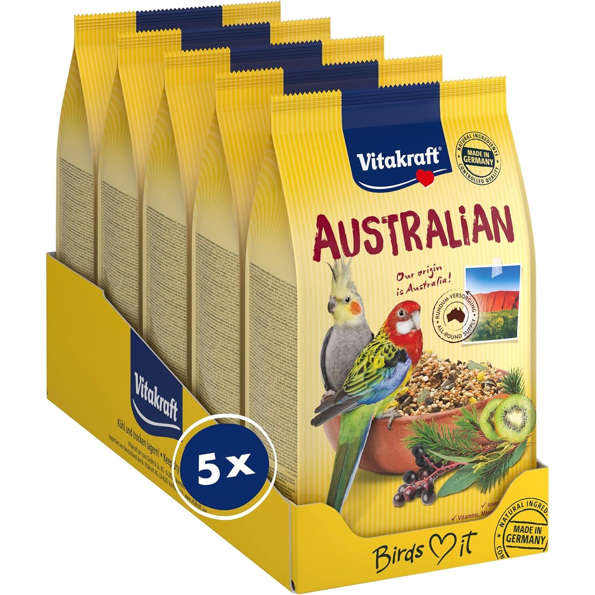 Vitakraft Afrikaanse kleine papegaaien vogelvoer 5 x 750 g
