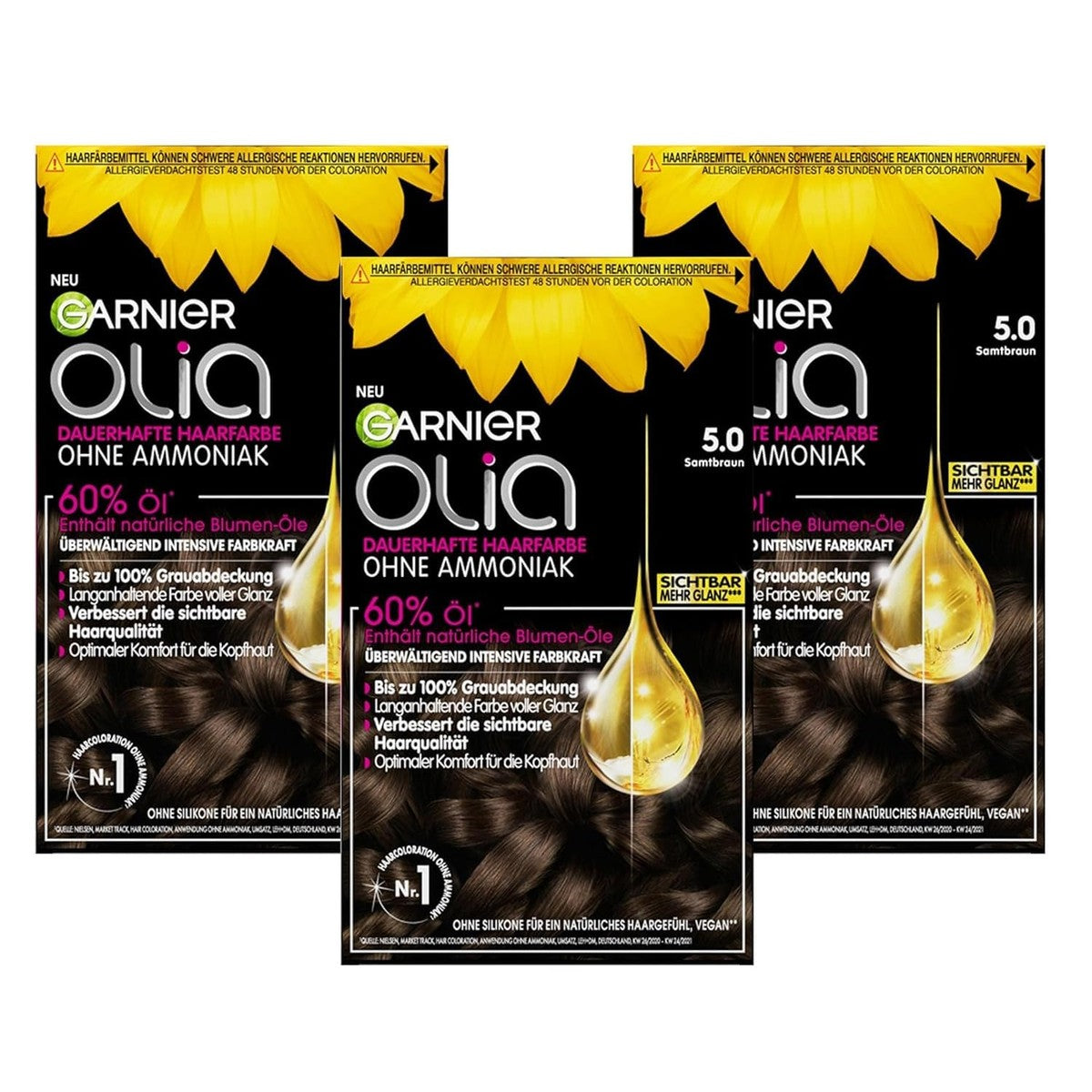 Garnier Olia 5.0 Fluweelbruin Haarverf 3 x 1 stuk – Garnier