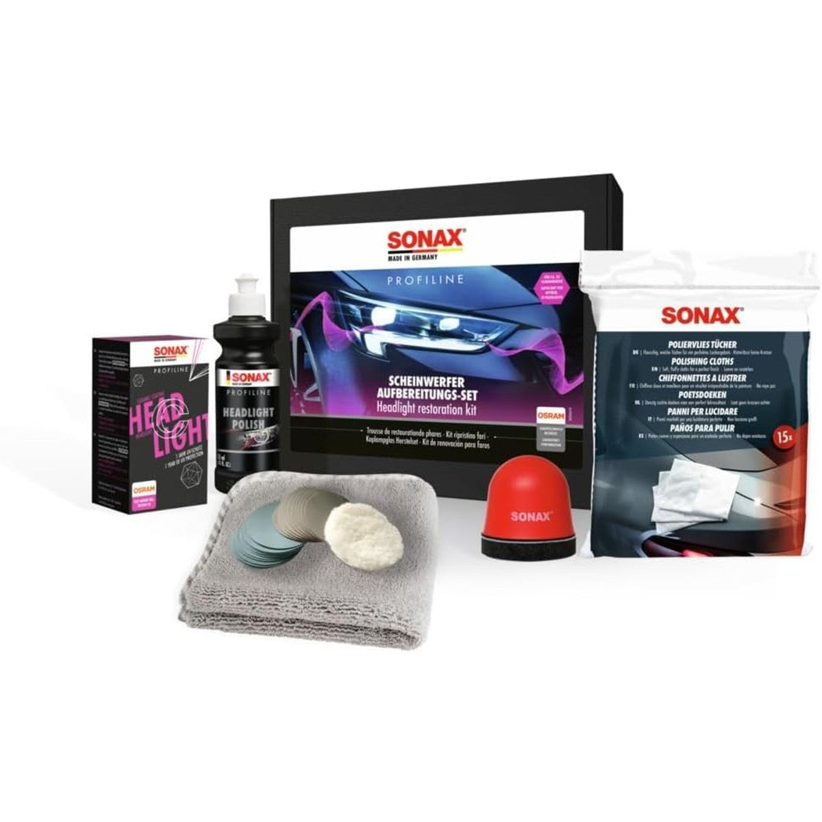SONAX PROFILINE Koplamp-behandelingsset 1 set – SONAX