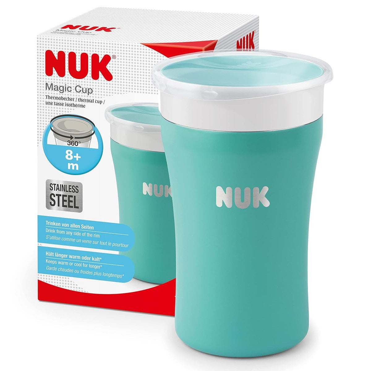 NUK Magic Cup Drinkbeker roestvrij staal 230 ml, blauw, 8+ maanden – NUK