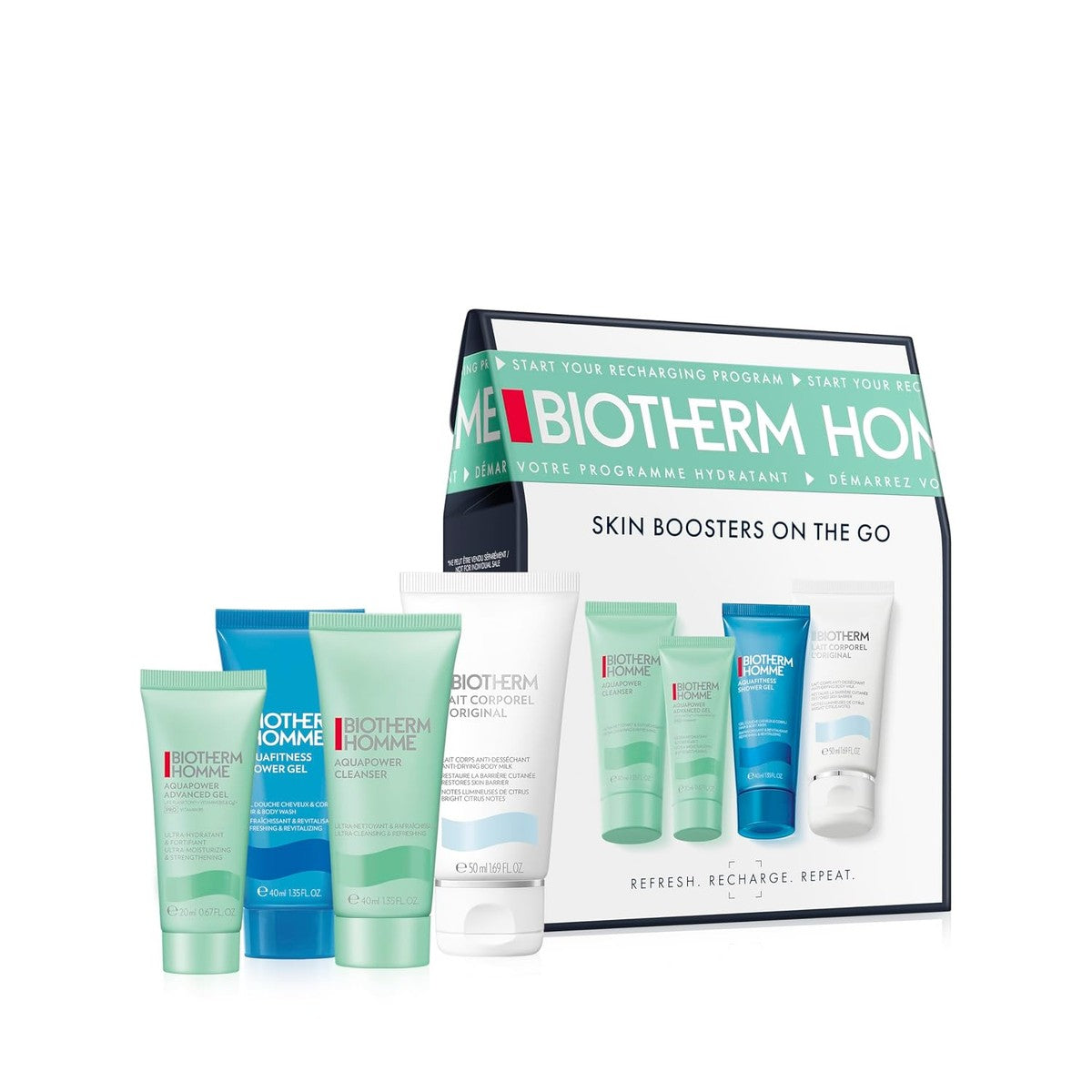 Biotherm Homme Aquapower Set 4-delig Douchegel, Bodylotion, Gel & Cleanser