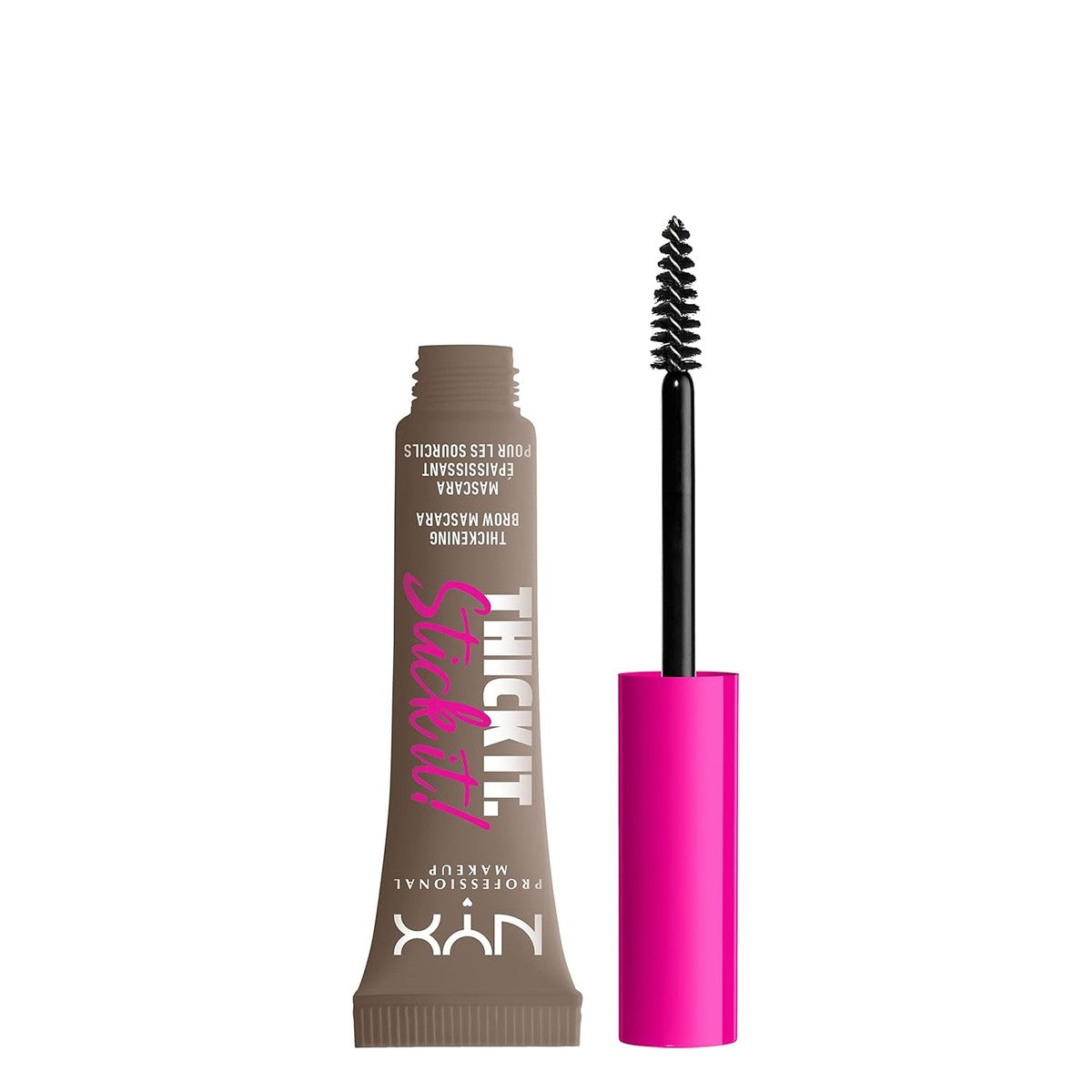 NYX Professional Makeup Wenkbrauwmascara met maximaal 16 uur houvast, voor getinte en vollere wenkbrauwen, Thick It. Stick It! Brow mascara, taupe (bruin) – NYX PROFESSIONAL MAKEUP