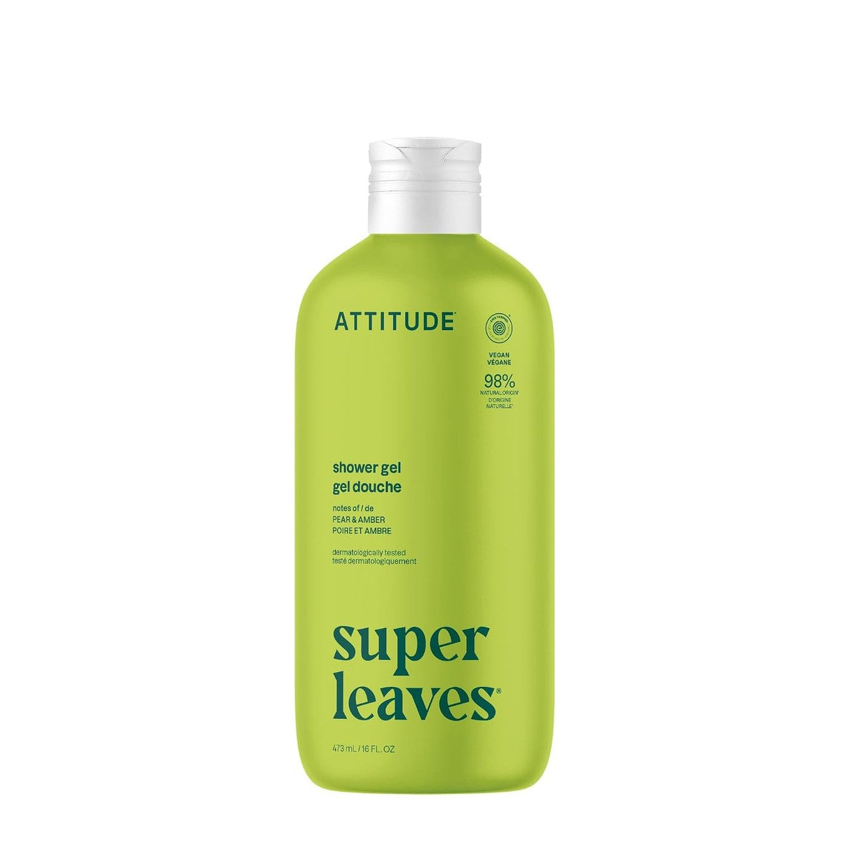 ATTITUDE Body Wash, EEG gecertificeerde douchegel, dermatologisch getest, plant en mineraalbasis, veganistische persoonlijke verzorgingsproducten, olijfbladeren, 473 ml – ATTITUDE
