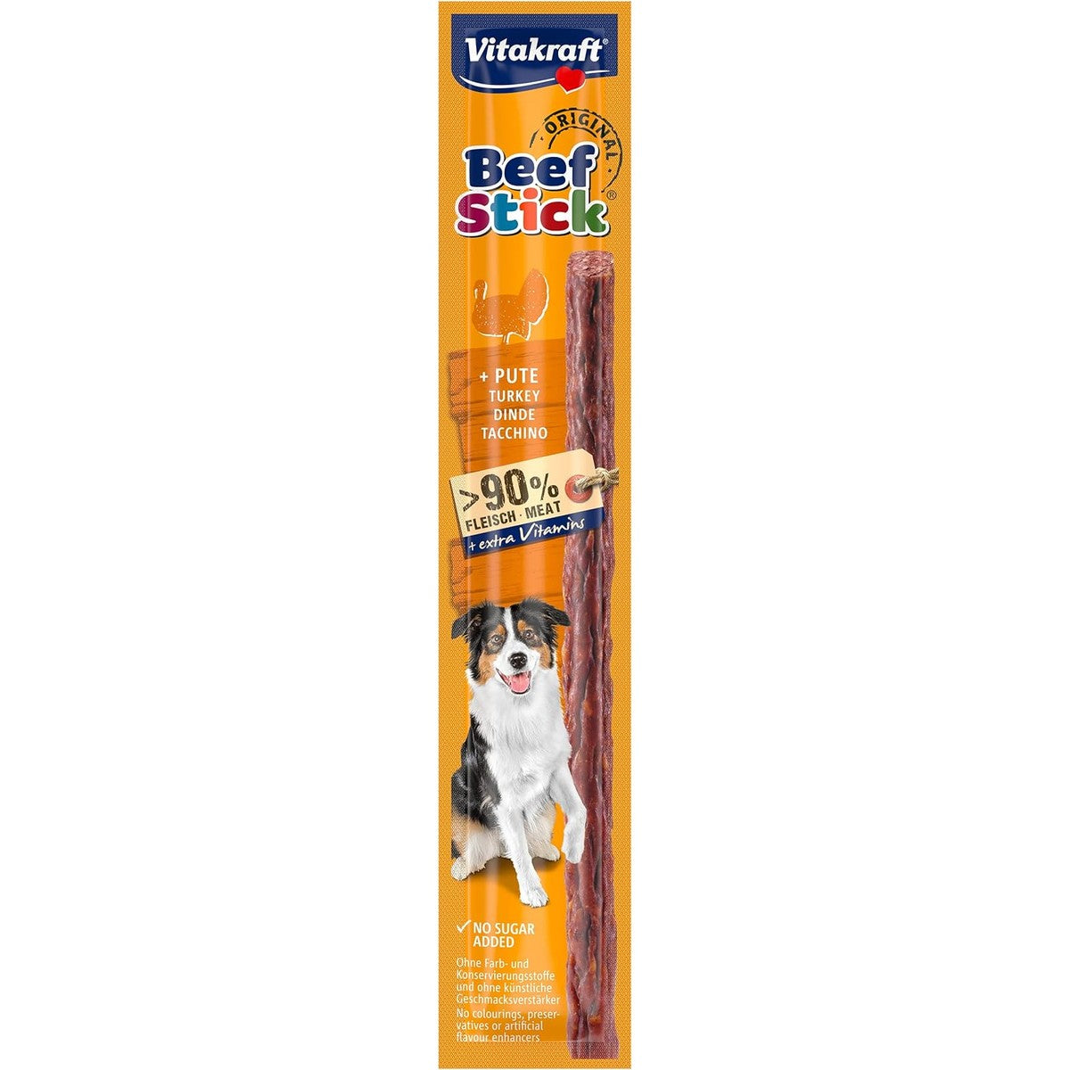 Vitakraft Beef Stick kalkoen, hondensnoepjes, vleesstick, kalkoen, hondentrainingslekkernijen, zonder toegevoegde suiker (1 x 12 g) – Vitakraft