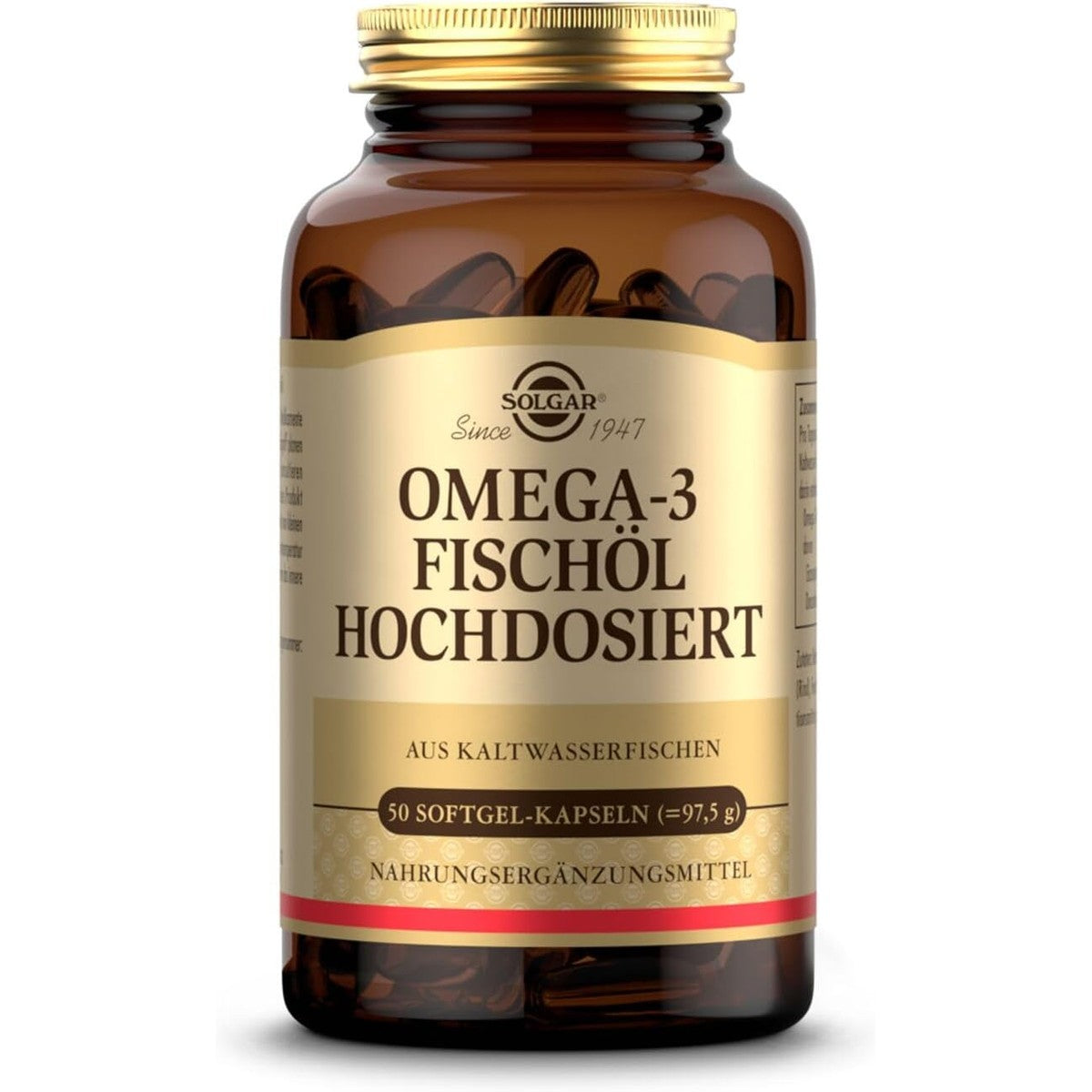 SOLGAR® Omega-3 visolie, hoge dosis, 50 softgelcapsules, 25 dagen voorraad – SOLGAR