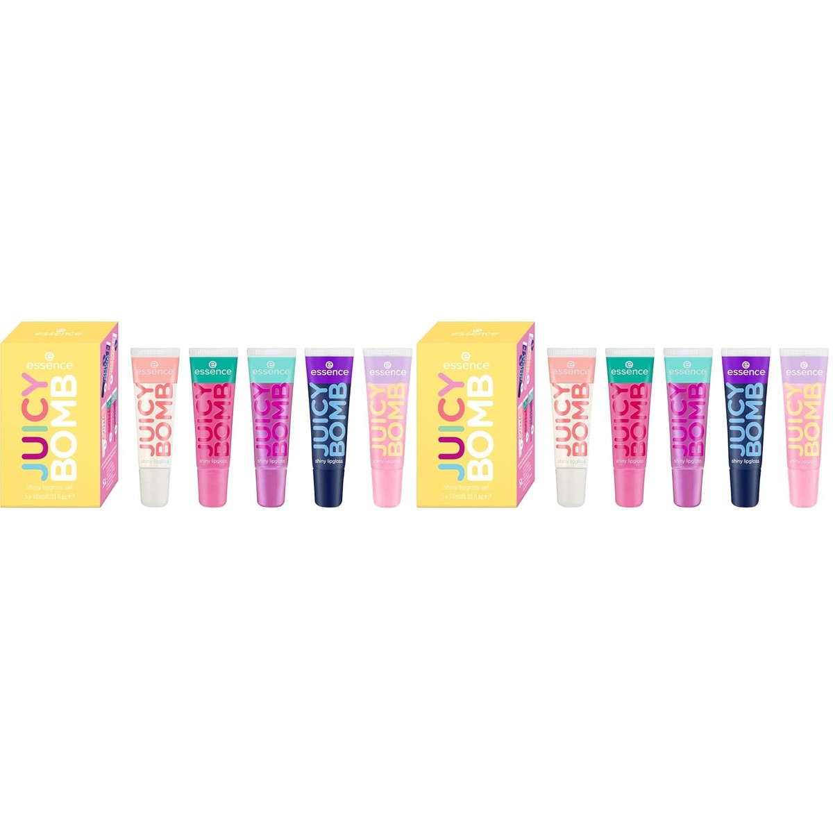 essence Juicy Bomb glossy lipglosset, nr. 03, natuurlijk, glanzend, glinsterend, doorschijnend, acetonvrij, veganistisch, zonder microplastic deeltjes, glutenvrij, 2 stuks (1 stuk) – Essence Cosmetics