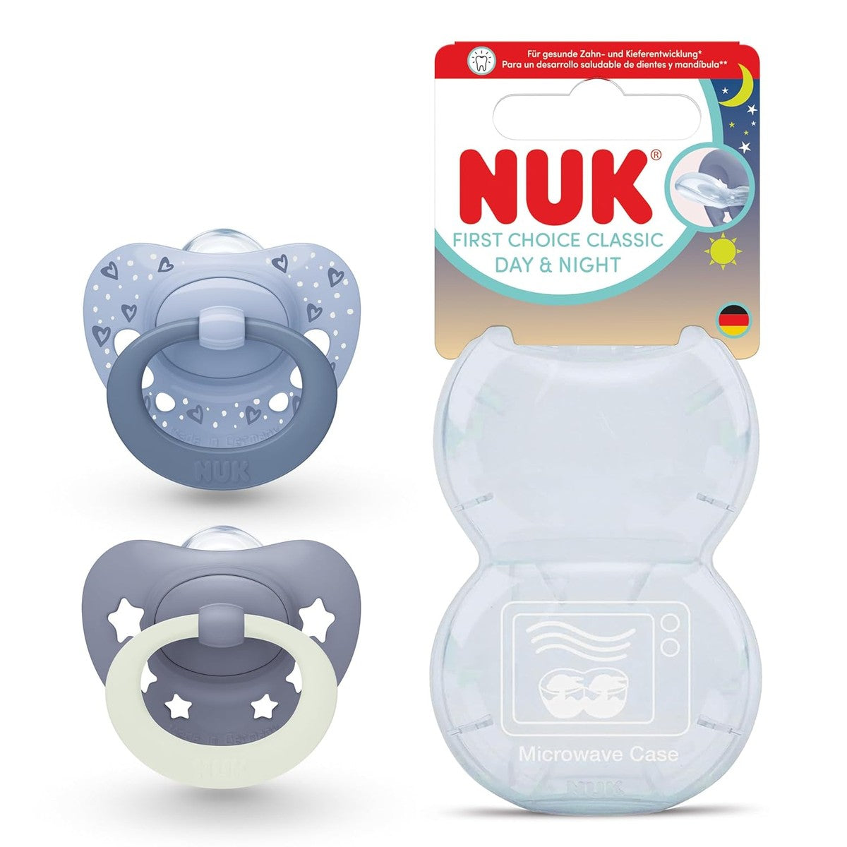 NUK First Choice Classic Day & Night fopspeen 0-6 maanden, 2 stuks – NUK