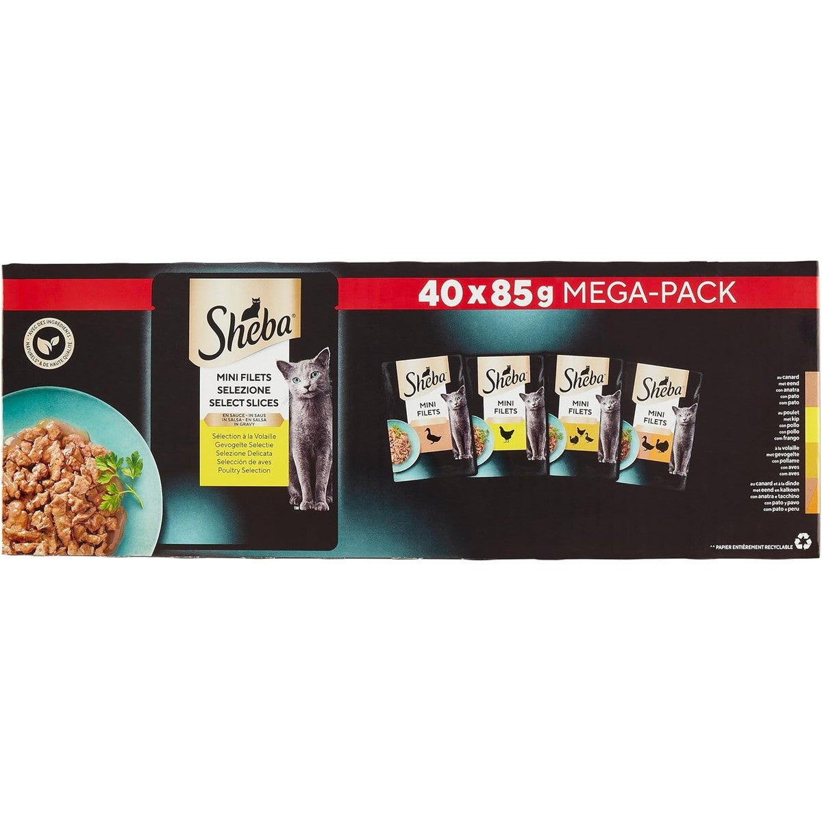 Sheba Mini Filets natvoer kattenvoer gevogelte 40 x 85 g