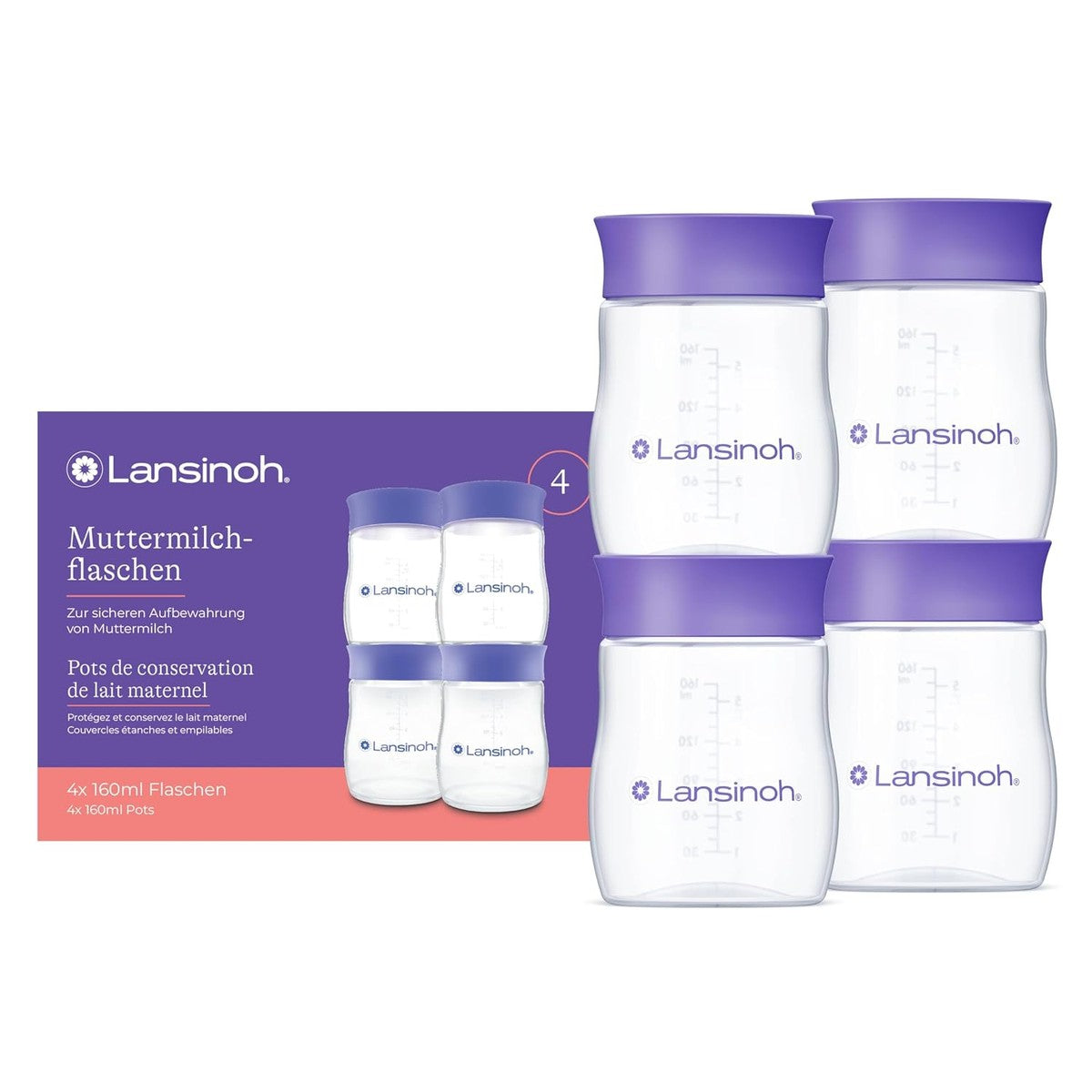 Lansinoh Moedermelkflessen 160 ml 4 stuks