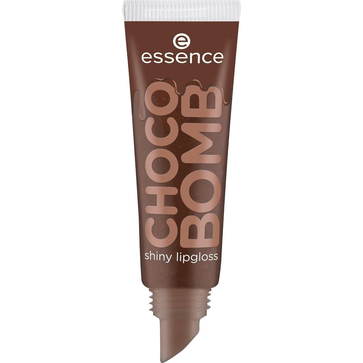 essence CHOCO BOMB shiny lipgloss, nr. 01, bruin, natuurlijk, glanzend, stralend fris, glinsterend, veganistisch, zonder conserveringsmiddelen, zonder parabenen, zonder microplastic deeltjes, per stuk | Niet-klevende lipgloss in een – Essence Cosmetics