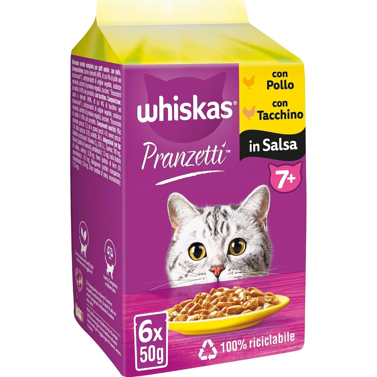 Whiskas Lunch natvoer kattenvoer vlees wit senior 72 x 50 g