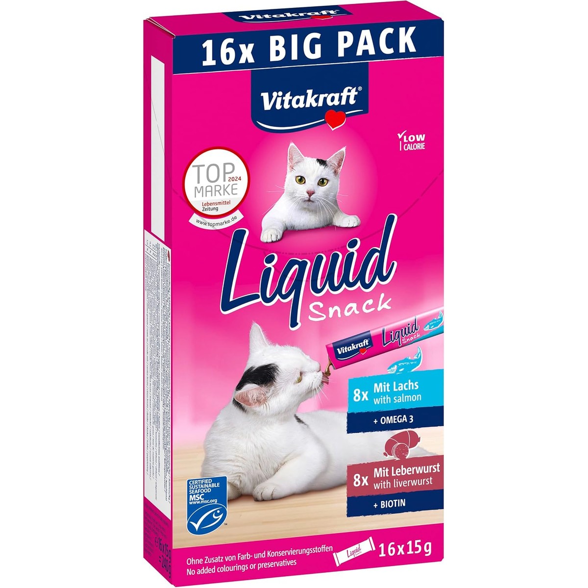 Vitakraft Vloeibare Snack kattensnack leverworst zalm 16 x 15 g