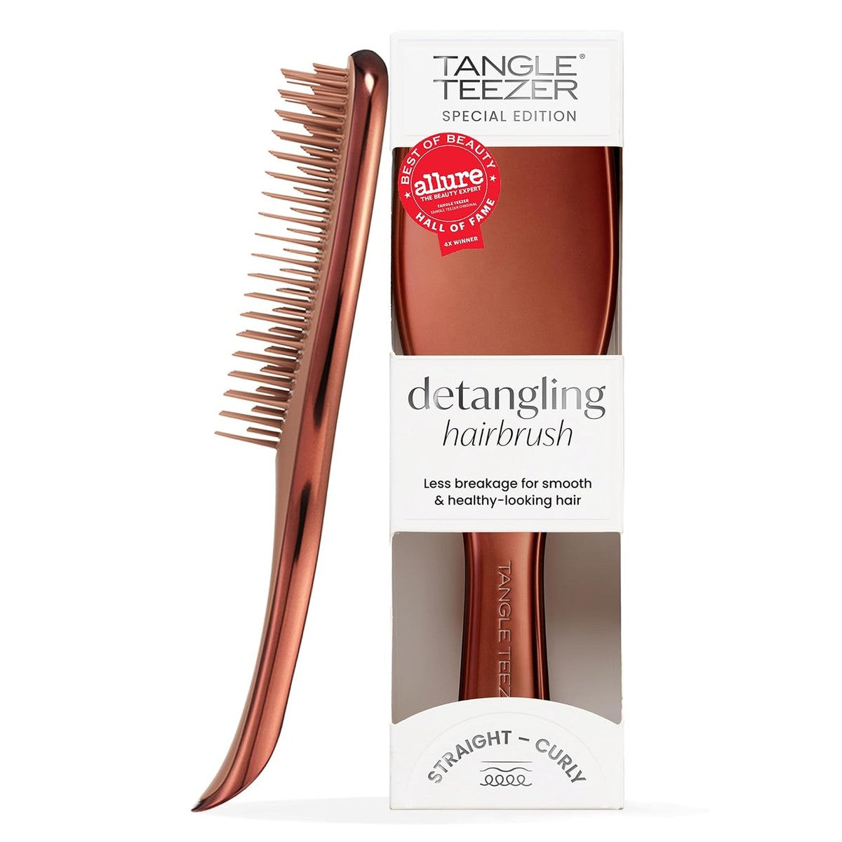Tangle Teezer Ultimate Detangler Haarborstel, nat en droog haar, ontwarringsborstel voor alle haartypes, tweetraps borstelharen verminderen haarbreuk en knopen, chocoladebrons met chromen afwerking – Tangle Teezer