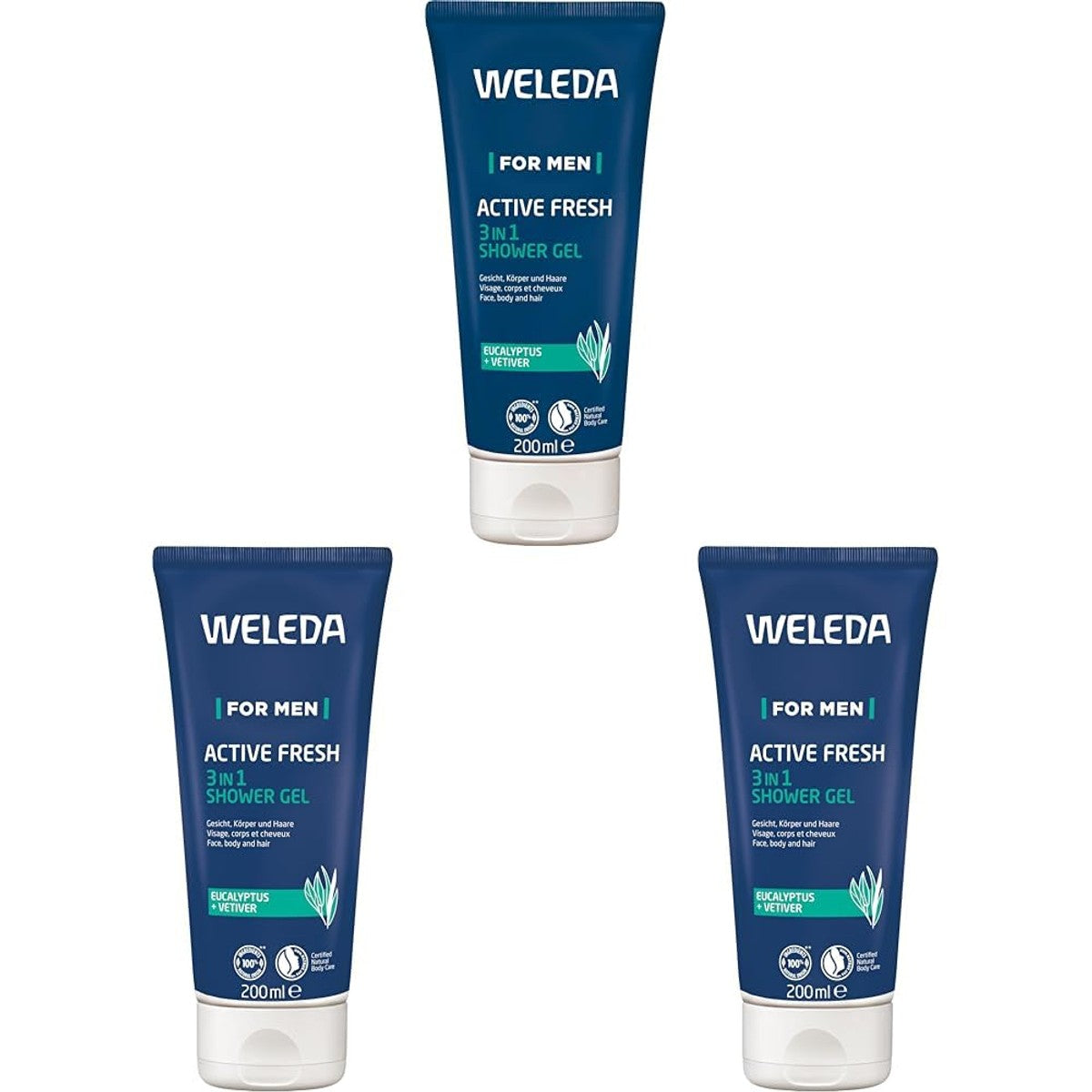 Weleda for Men 3-in-1 Douchegel & Shampoo Active Fresh 3 x 200 ml