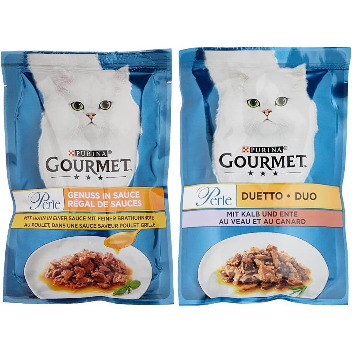 Purina Gourmet Perle natvoer kattenvoer kip-saus & kalf-eend 2x26x85g