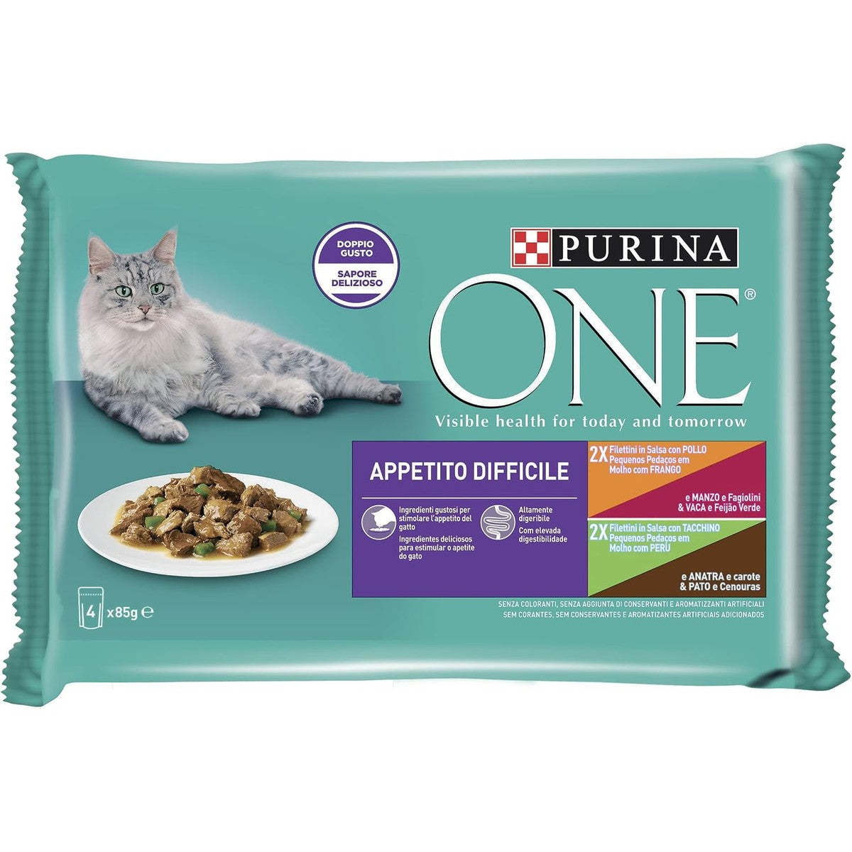 Purina One natvoer kattenvoer gemengde smaken 48 x 85 g