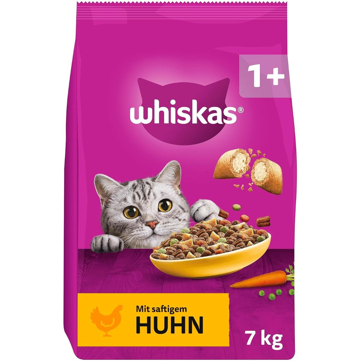 Whiskas 1+ droogvoer kat kip 7 kg