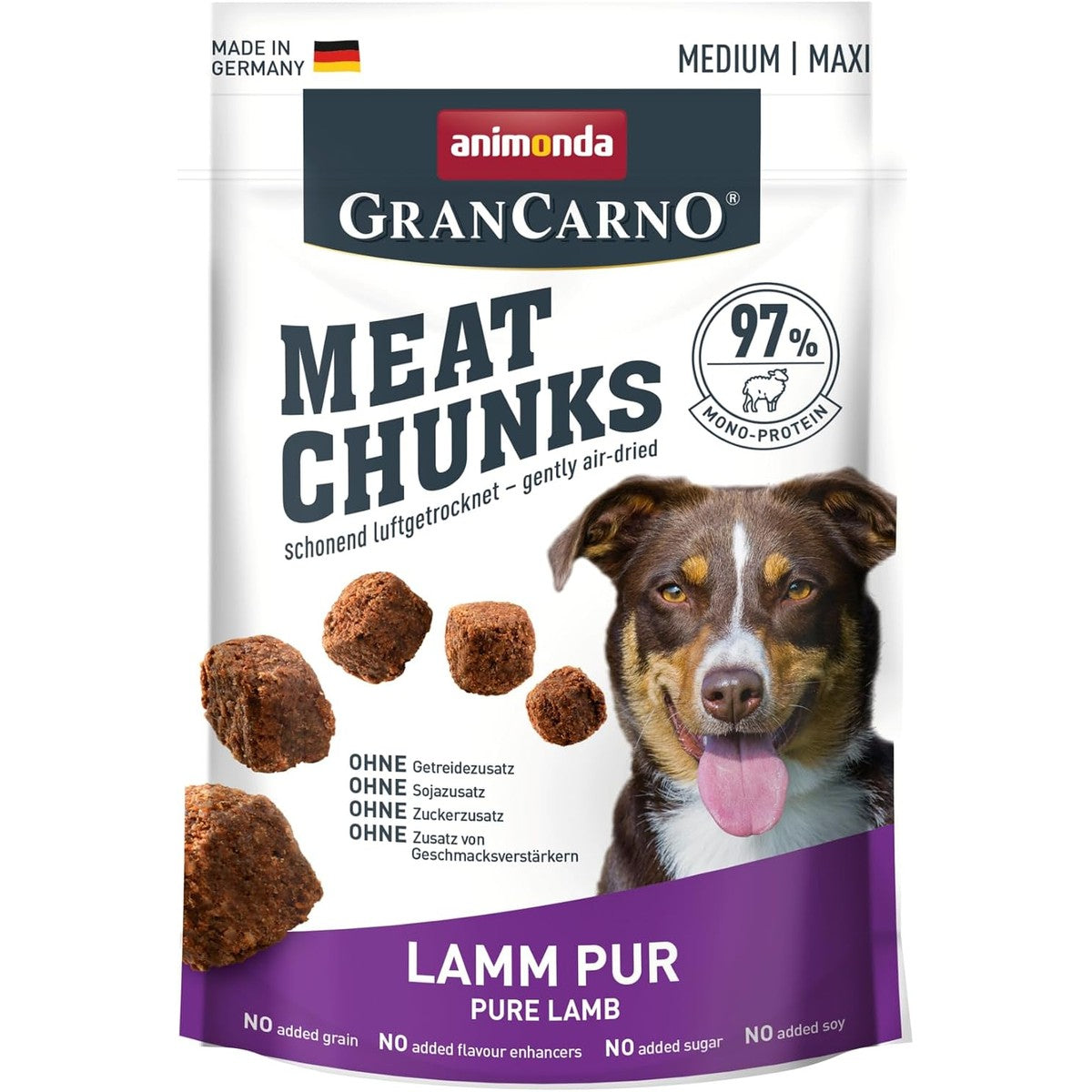 animonda Meat Chunks Medium Lamm Pur (80 g), graanvrije hondensnacks voor volwassen honden, lekkere hondensnacks met veel vlees, hondensnoepjes om te belonen en te verwennen – Grancarno