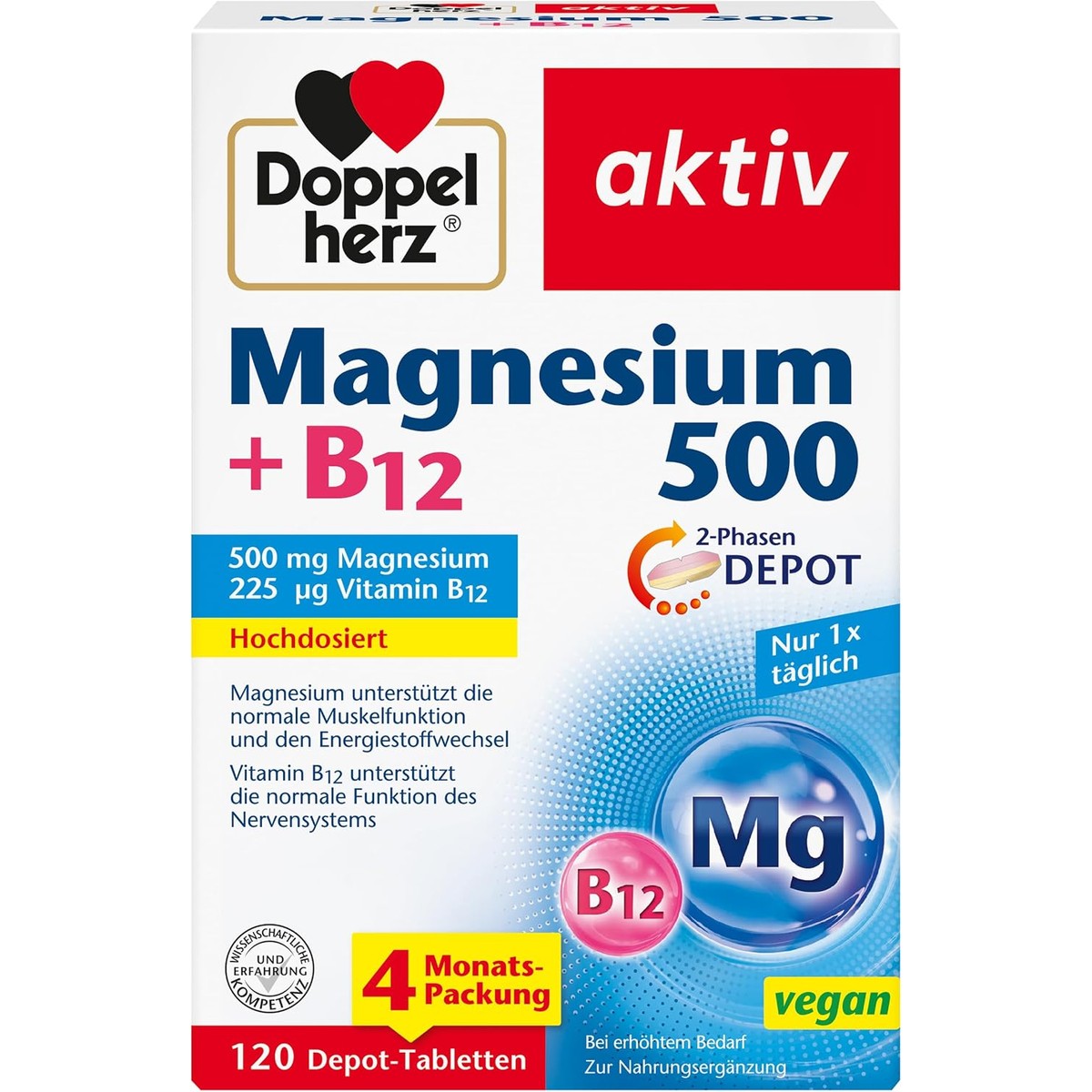 Doppelherz Magnesium 500 + B12 2-fasen – Doppelherz