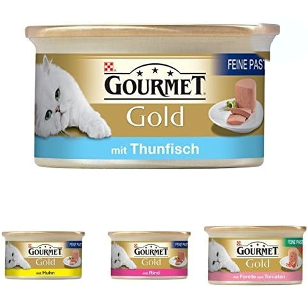 Gourmet Gold Fijne Paté natvoer kattenvoer 4 smaken 48 x 85 g