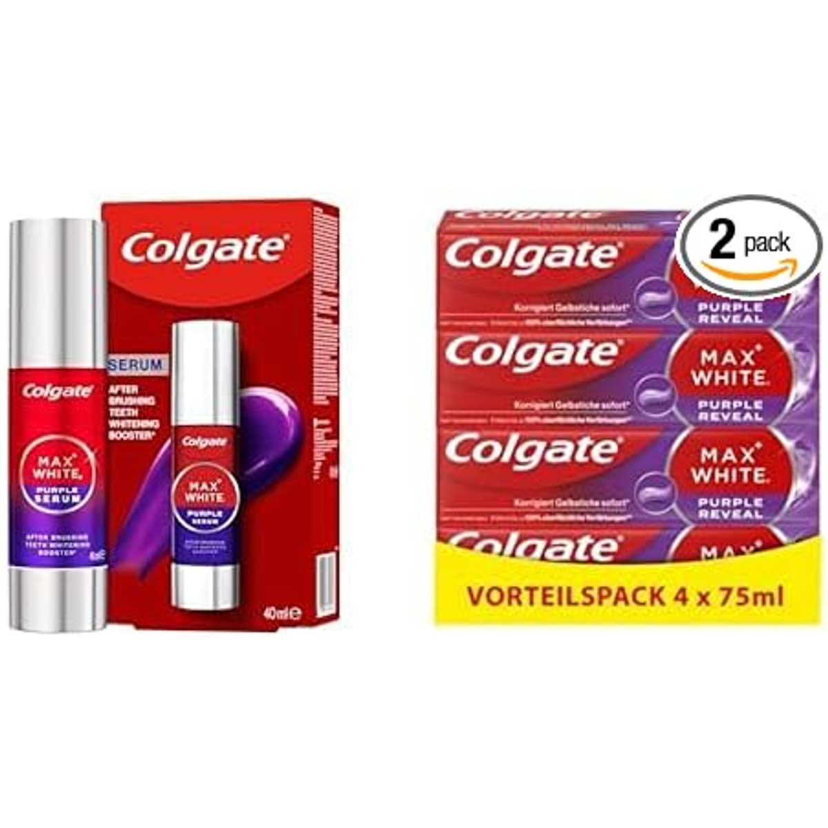 Colgate Max White Purple serum 40 ml + Reveal 4 x 75 ml – Colgate