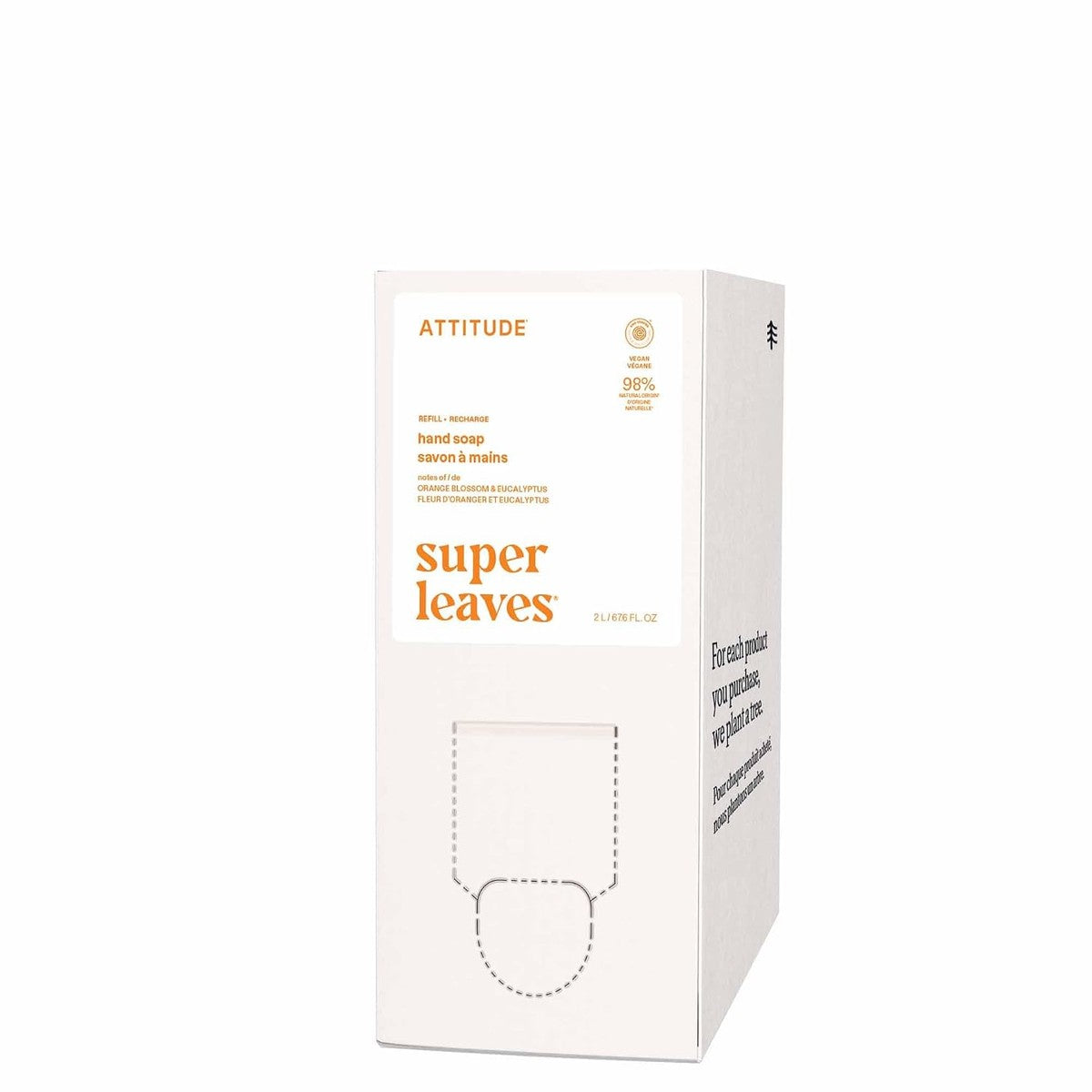 ATTITUDE Vloeibare handzeep, EEG-gecertificeerd, plantaardig en mineraalbasis, veganistische persoonlijke verzorgingsproducten, oranje bladeren, bulk navulformaat, 67,6 fl oz – ATTITUDE