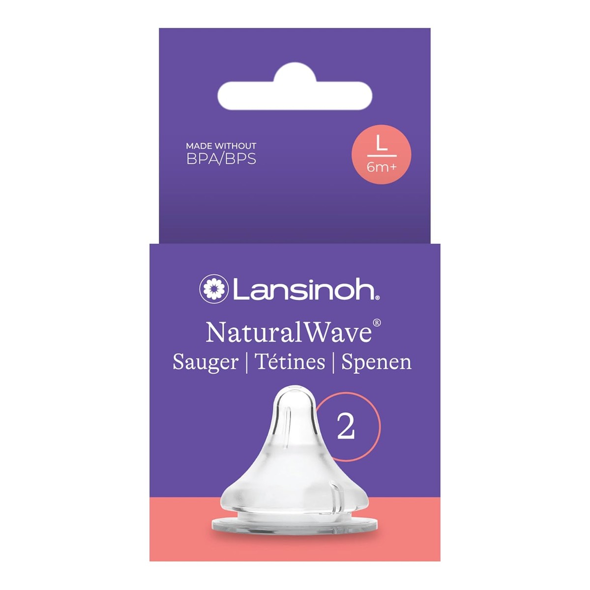 Lansinoh NaturalWave Speen L Snelle Melkstroom 2 stuks