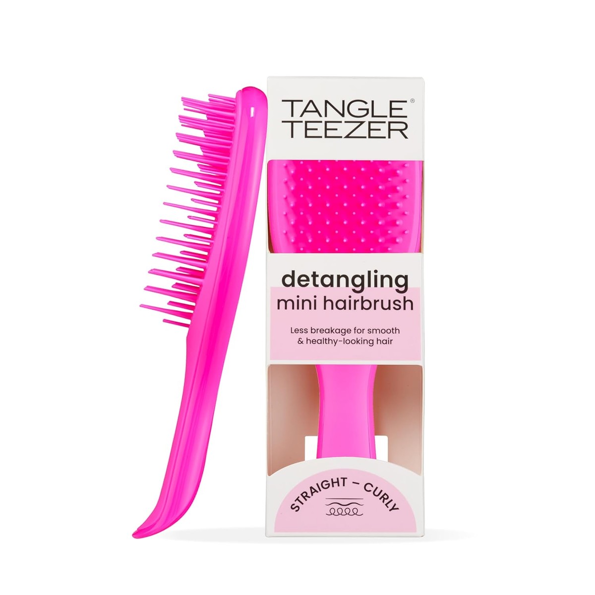 Tangle Teezer Ultimate Detangler Klein – voor nat en droog haar – ontwarringsborstel voor alle haartypes – perfecte haarborstel voor kinderen en op reis – roze – Tangle Teezer