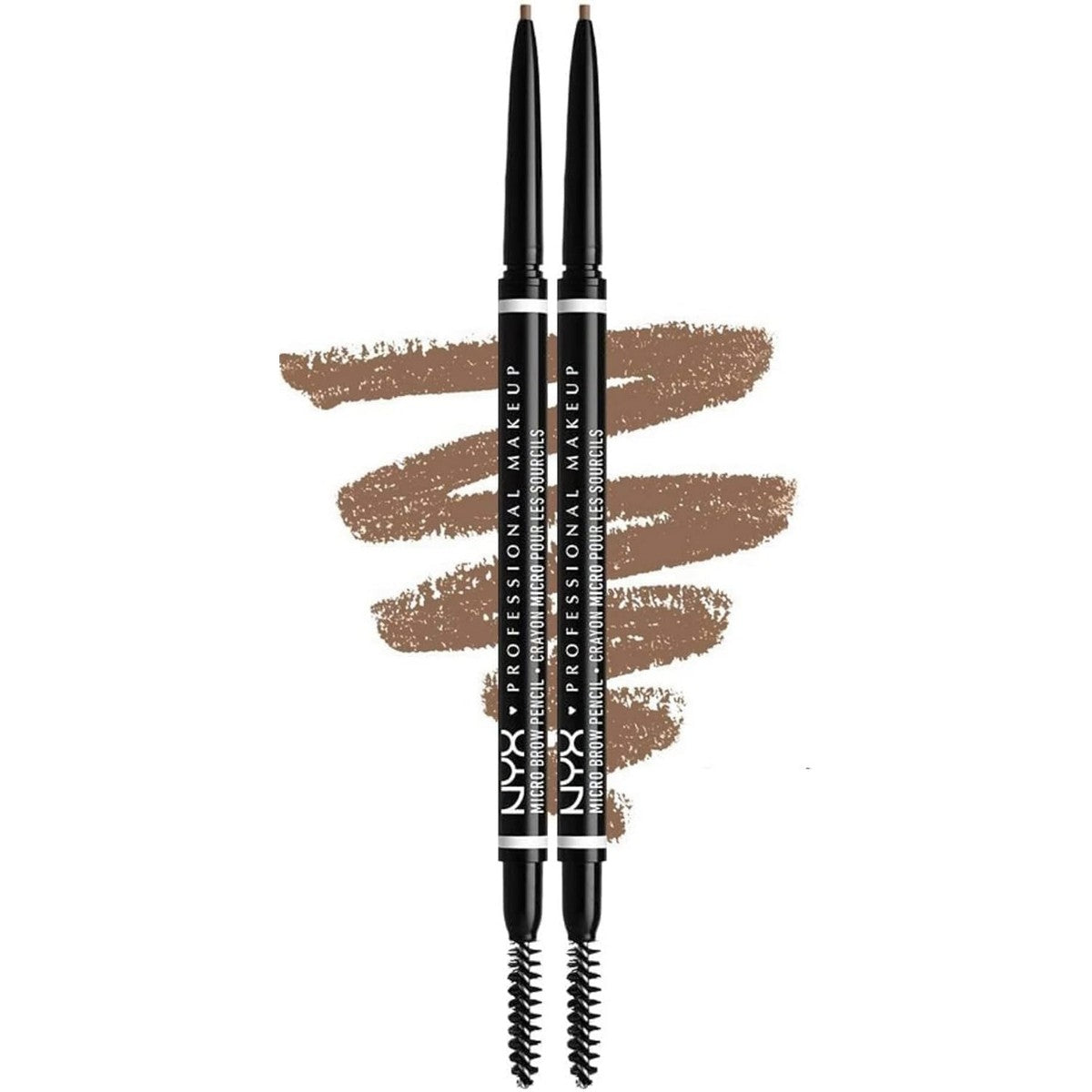NYX Professional Makeup Wenkbrauwstift dubbelpak, Micro Brow Pencil, dubbelzijdig met uitdraaibare wenkbrauwstift en borsteltje, waterbestendig, wenkbrauwpotlood, veganistische formule, kleur: 01 – NYX PROFESSIONAL MAKEUP