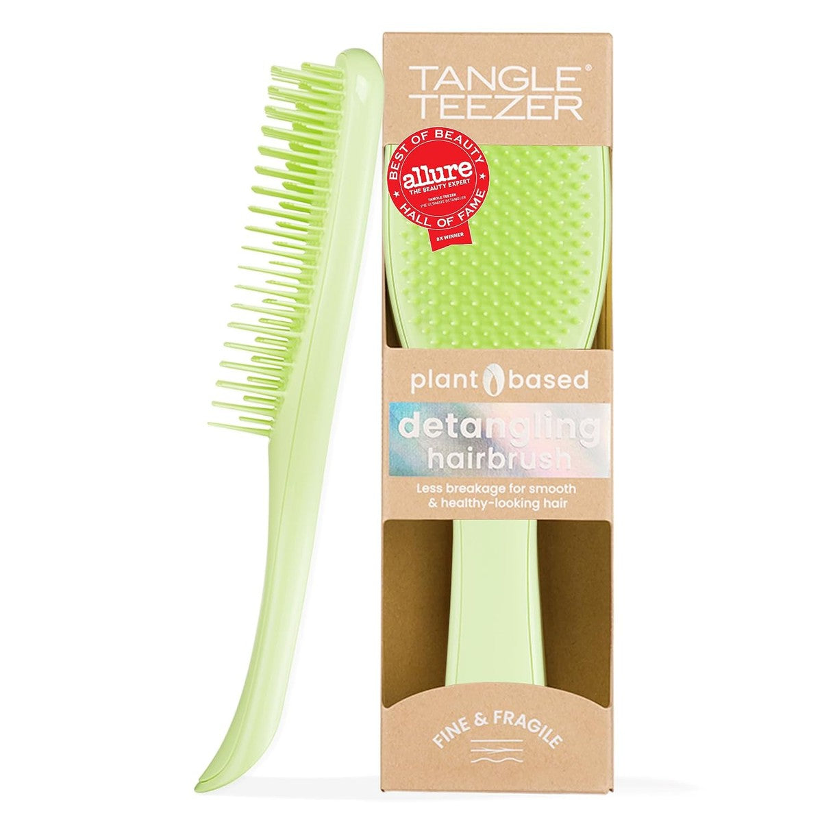 Tangle Teezer Ultimate Detangler op plantaardige basis, ontwarrende borstel voor gekleurd en fijn haar, flexibele tweetraps borstelharen verminderen haarbreuk, zacht voor gevoelig haar, koele matcha – Tangle Teezer