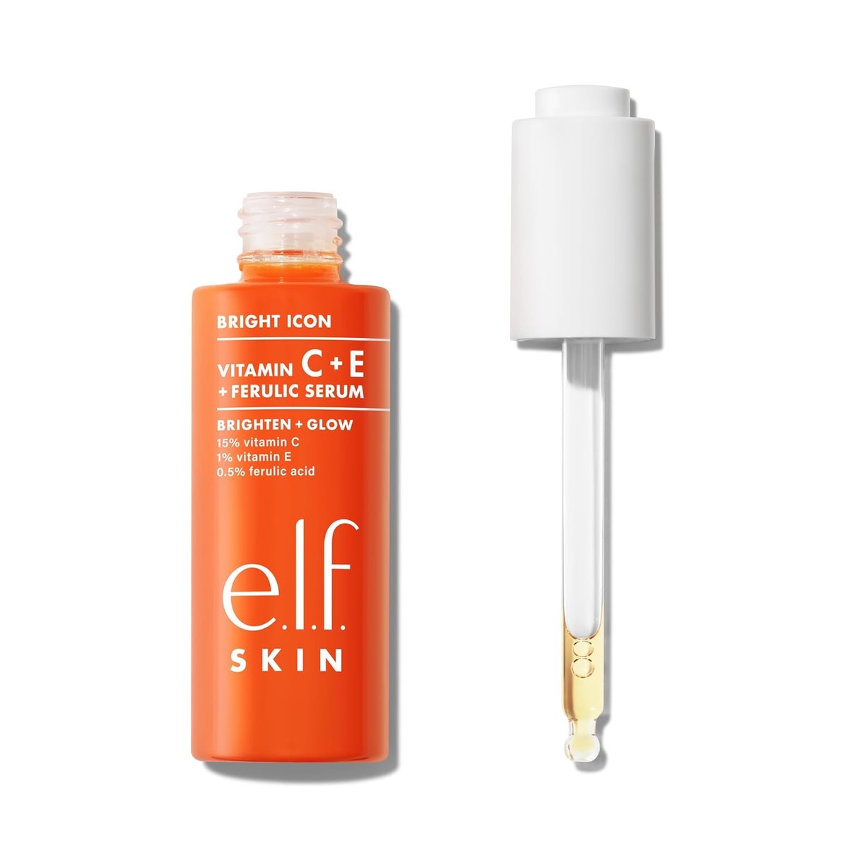 e.l.f. Skin Bright Icon Vitamine C + E + Ferulic Serum, helderder en kalmerend gezichtsserum, voor een gelijkmatige teint. Veganistisch en dierproefvrij, 30 ml – e.l.f.