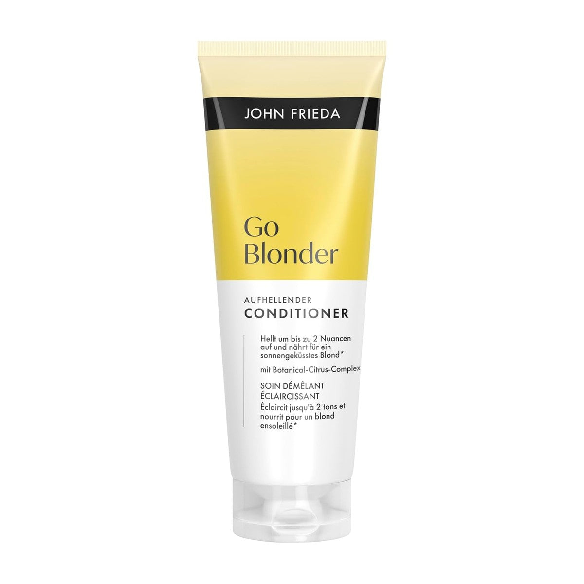 John Frieda Go Blonder Conditioner – inhoud: 250 ml – haartype: natuurlijk blond en blond gekleurd haar, highlights en lowlights – John Frieda
