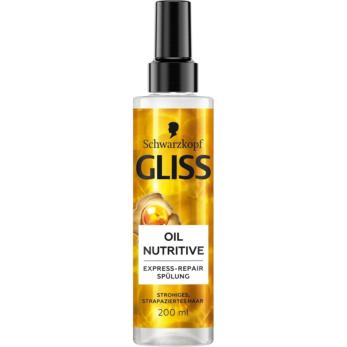 Gliss Express-Repair Oil Nutritive Conditioner, 200 ml, haarconditioner voedt stro, beschadigd haar, verzorgende spoeling met hittebescherming tot 230 °C – Gliss