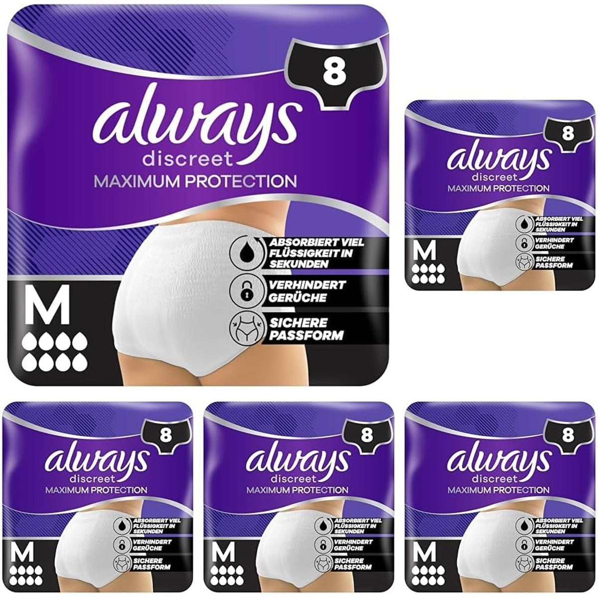 Always Discreet Maxi Schutz Höschen M 8 stuks (pak 5) – Always Discreet