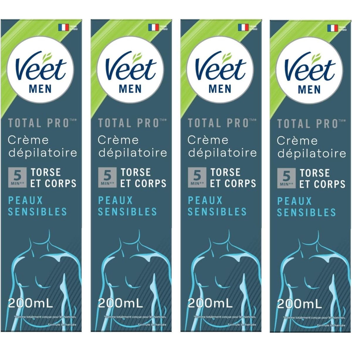 Veet Men Ontharingscrème gevoelige huid 200 ml, 4 stuks – Veet