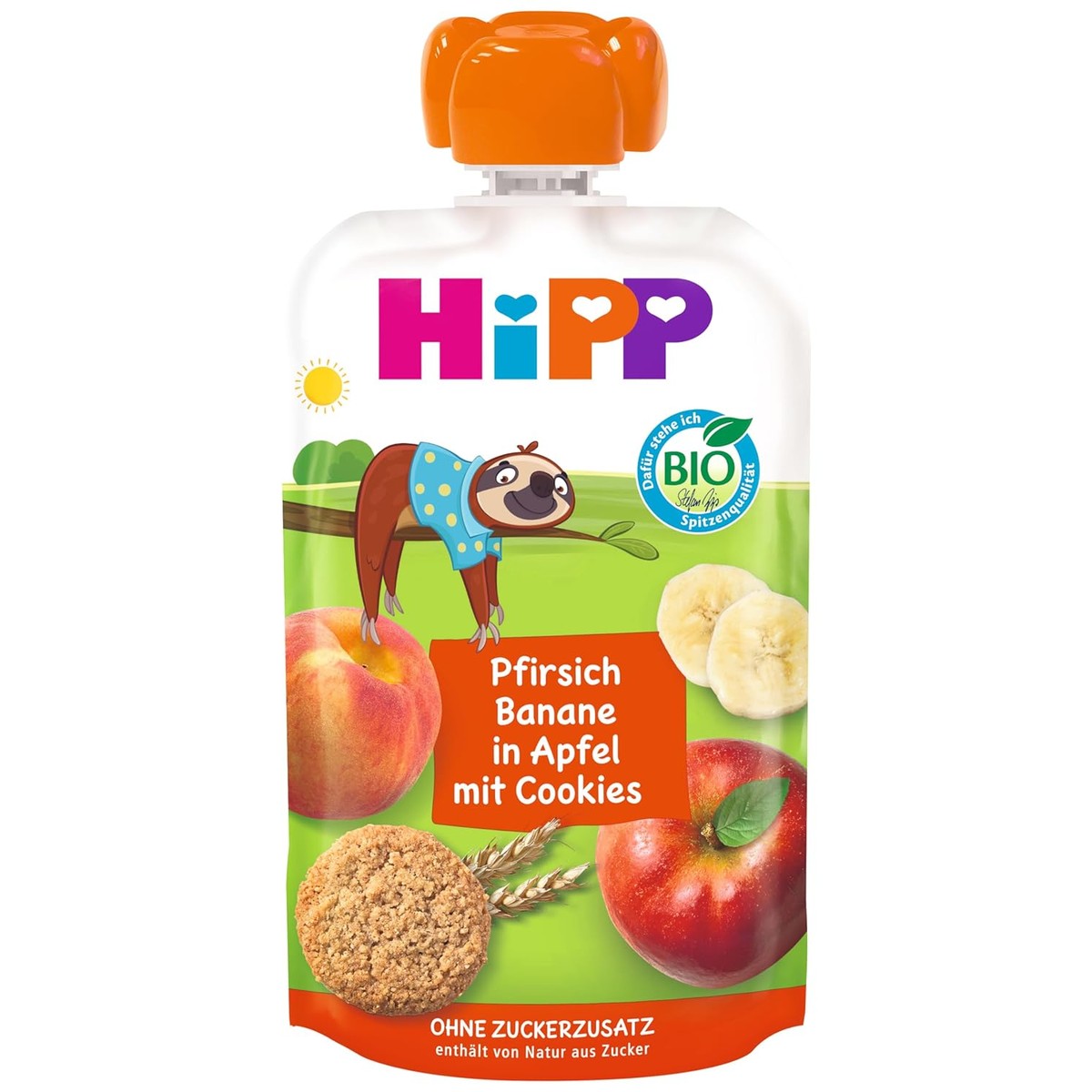 HiPP Biologische perzikbanaan in appel met koekjes 6 x 100 g – HiPP