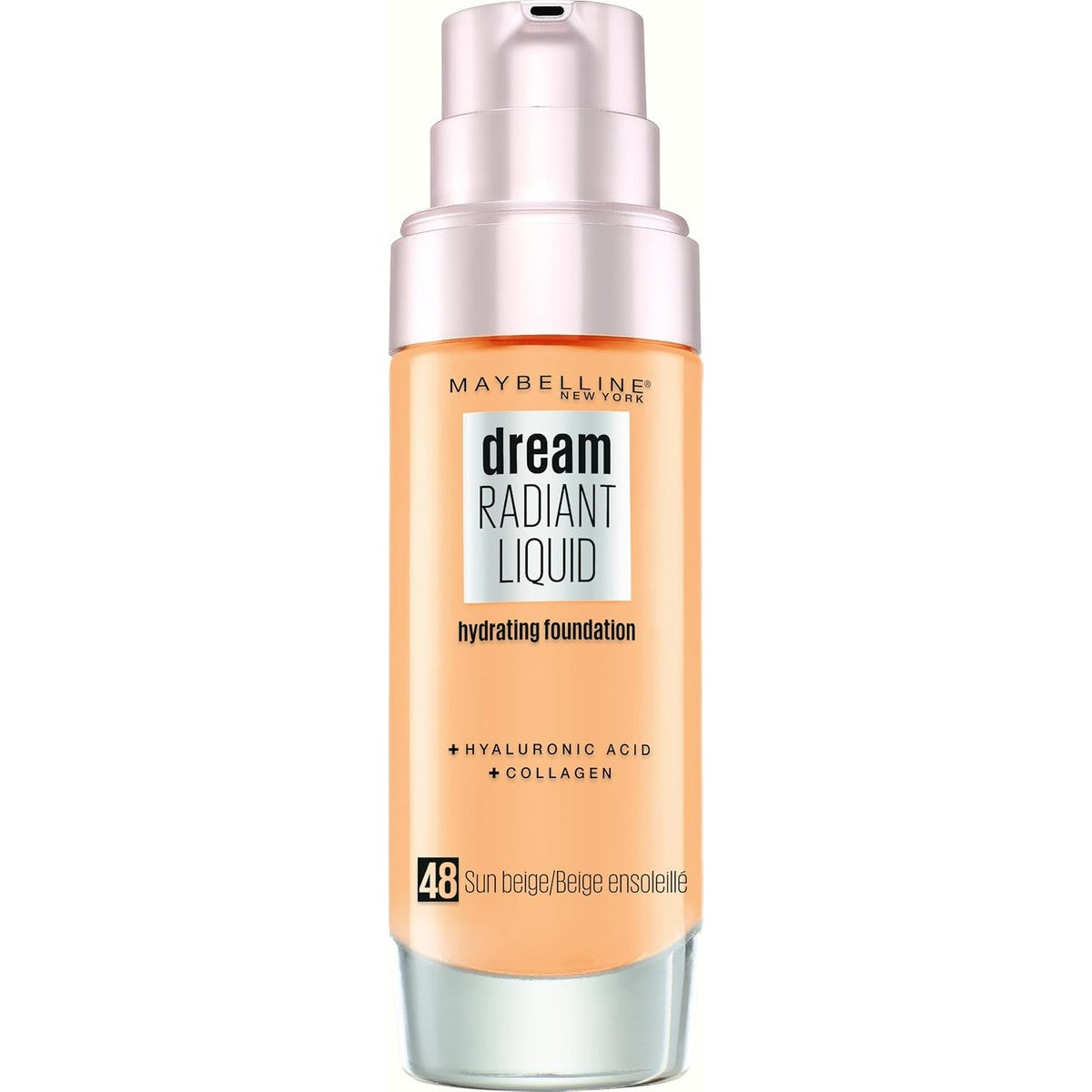 Maybelline New York Make Up, Dream Radiant Liquid Make-up, vloeibare foundation, nr. 48 Sun Beige, 30 ml – MAYBELLINE