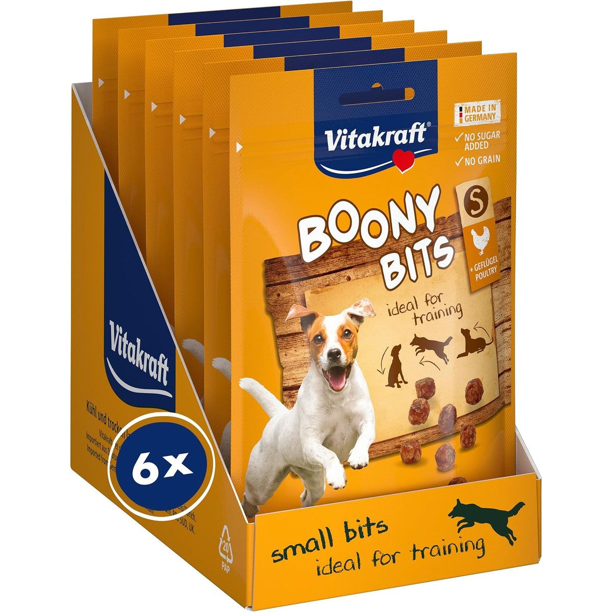 Vitakraft Boony Bits S, hondenlekkernijen, vlezige hondensnack, hondentrainingslekkernijen, zonder toegevoegde suiker (6 x 55 g) – Vitakraft
