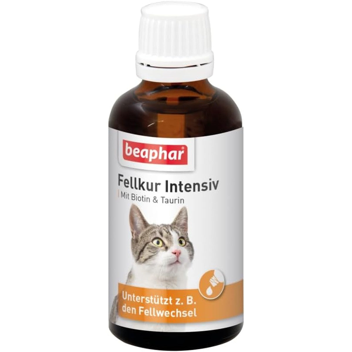 BEAPHAR - Bontkuur intensief voor katten - energieleverancier - Met vitaminen B1, B2, B6, B12, E, biotine en taurine - Ondersteunt U.A. De vachtverversing - 50 ml – beaphar