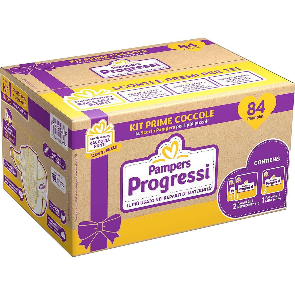 Pampers Vooruitgang eerste dagen 84 luiers maat 1 en 2 – Pampers