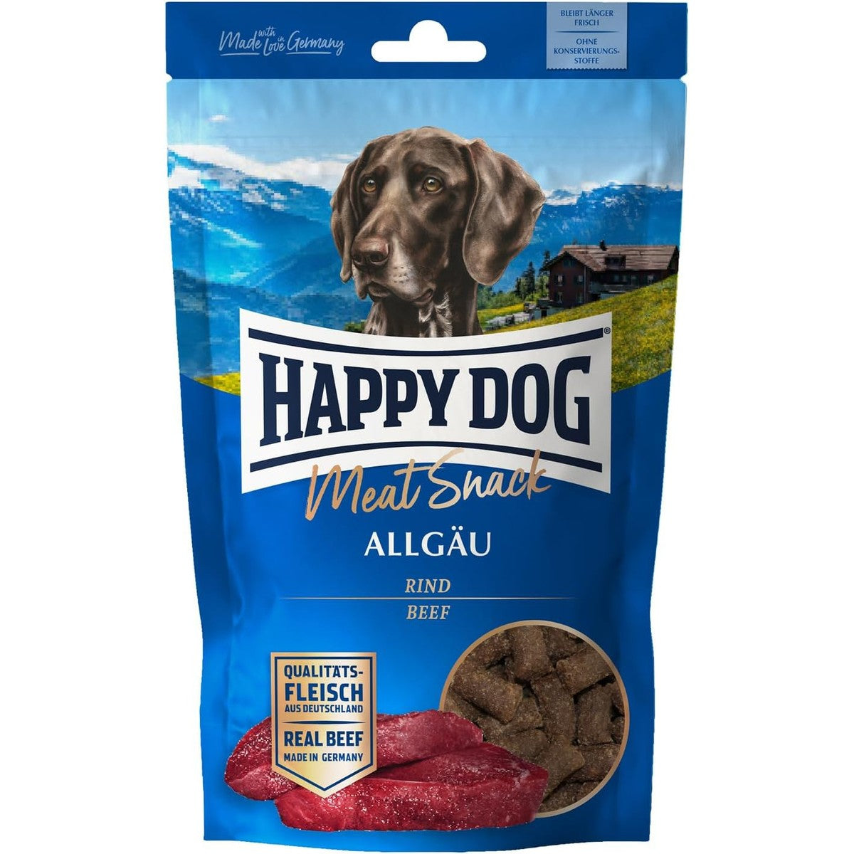 Happy Dog 60701 - Meat Snack Allgäu - lekkernij voor gevoelige honden van gedroogd rundvlees - inhoud 75 g – Happy Dog