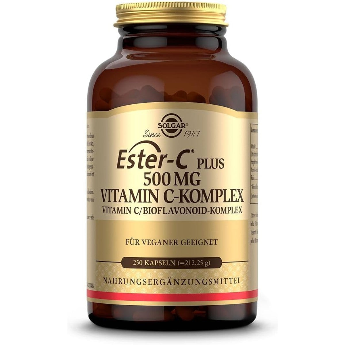 SOLGAR® Ester-C Plus (500 mg) | Vitamine C-complex met gepatenteerde Ester-C®, citrus bioflavonoïden, acerola-extract, rozenbottelpoeder en rotin | 250 veganistische capsules – SOLGAR