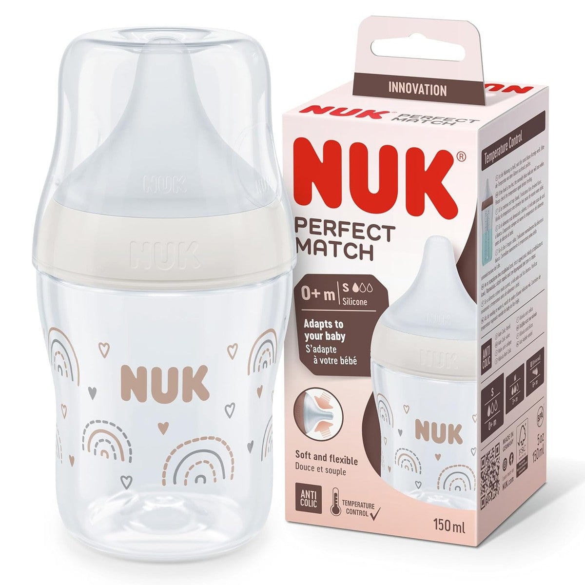 NUK Perfect Match Babyfles Regenboog 150 ml – NUK