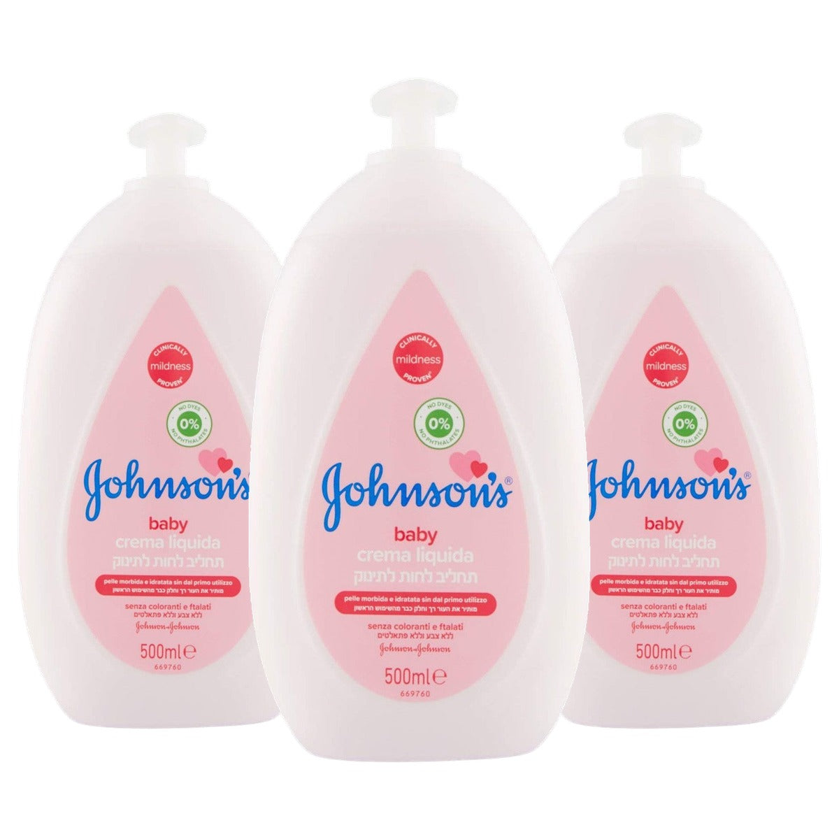 Johnson's Baby Cottontouch Liquid Face and Body Cream 3 x 500 ml - Voordeelverpakking