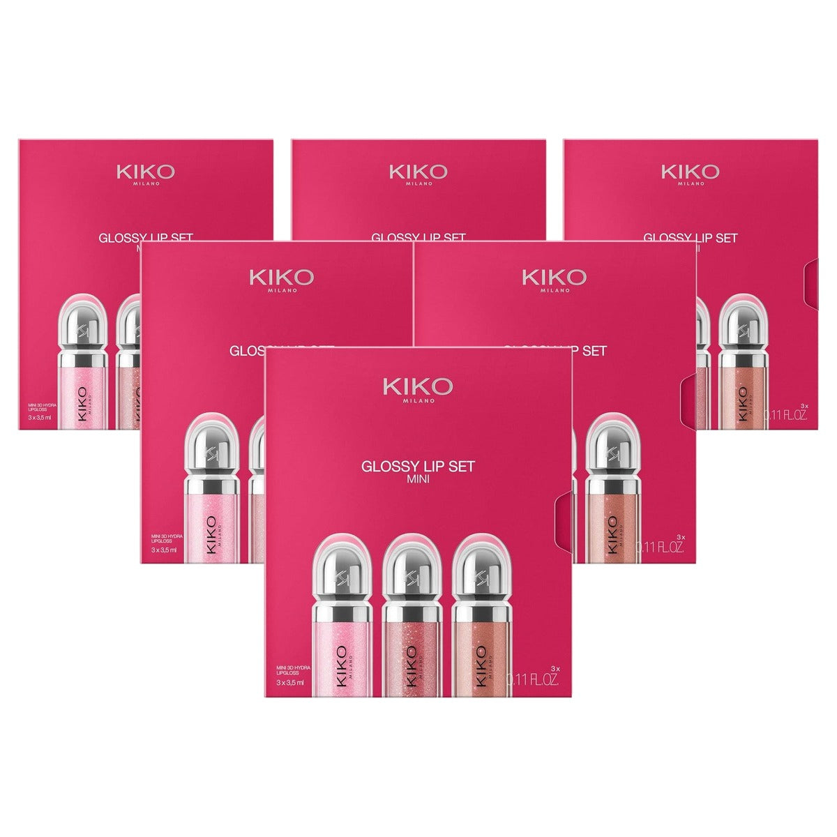 Kiko Milano Glossy Lip Set Mini Lippenset 3 Mini-Lipgloss met 3D-Effect - 6-pack