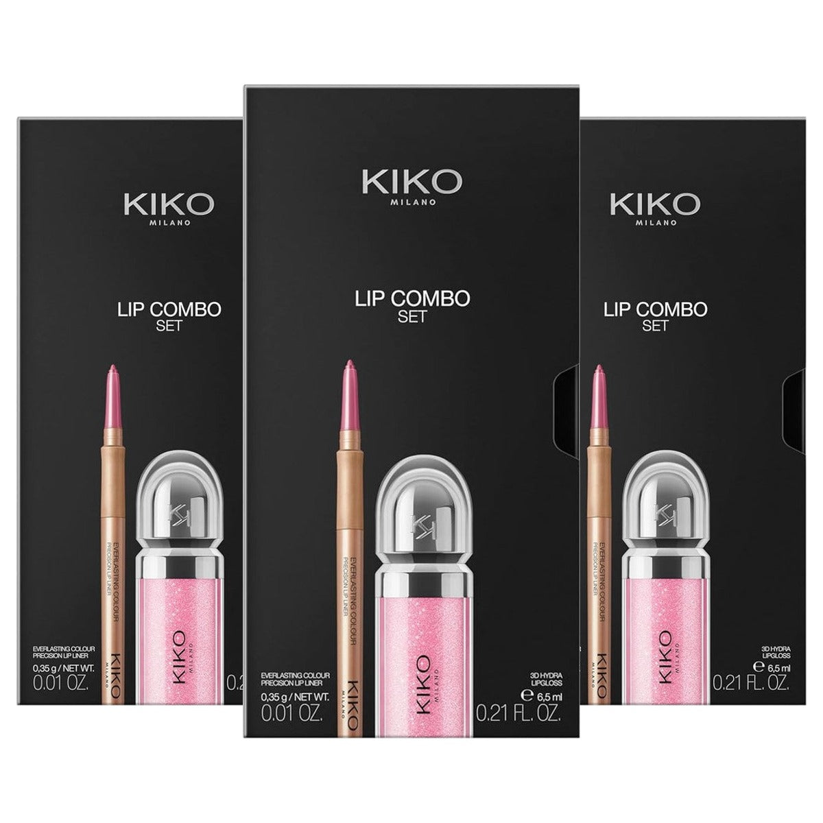 Kiko Milano Lip Combo Set 02 Hydraterende Lipgloss en Lipliner - 3-pack