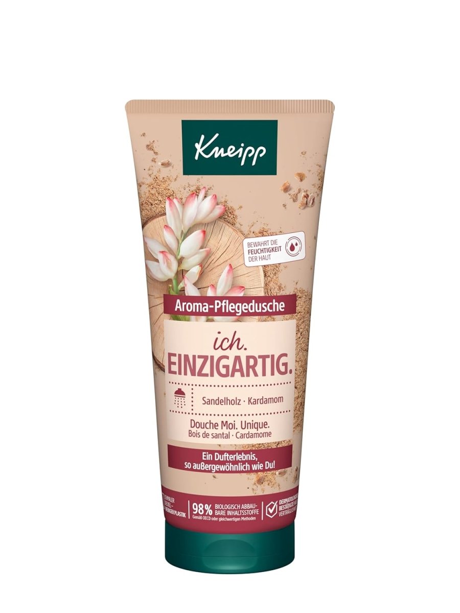 Kneipp Aroma - Pflegedusche Ich. Einzigartig. - Duschgel mit natürlichen Extrakten aus Sandelholz und Kardamom - Für ein luxuriöses Duscherlebnis - Rezeptur ohne Mikroplastik - 200ml door Huishoudvoordeel nu bij Huishoudvoordeel