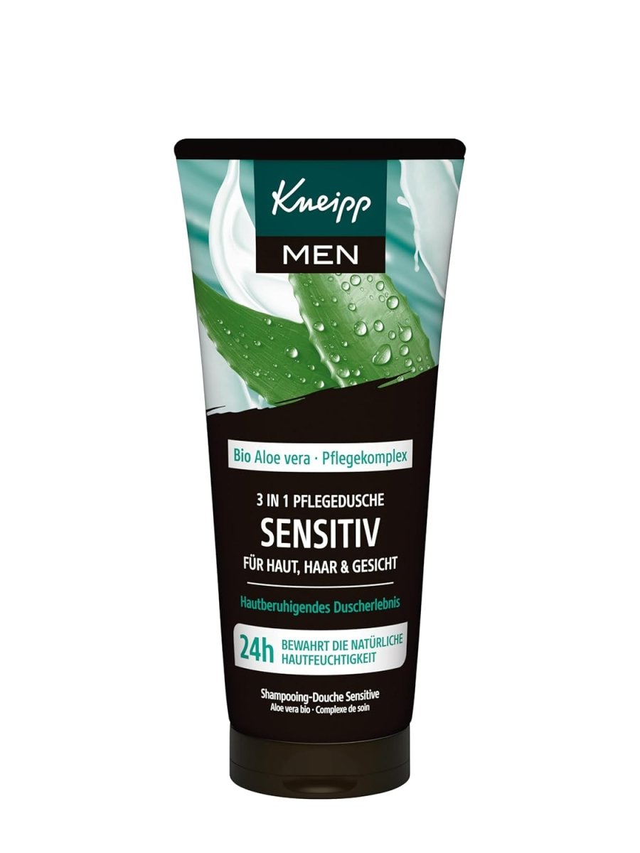Kneipp MEN 3 in 1 Pflegedusche Sensitiv - Für Haut, Haar & Gesicht - Bio Aloe Vera - Hautberuhigendes Duscherlebnis - 200ml door Huishoudvoordeel nu bij Huishoudvoordeel