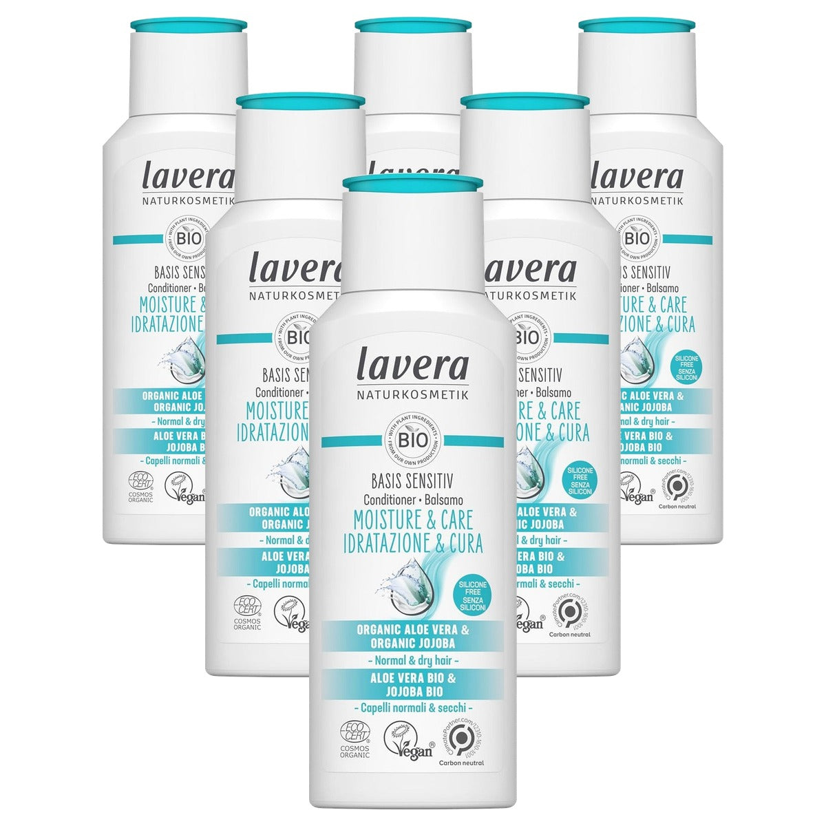 lavera BASIS SENSITIVE Hydraterende conditioner 6 x 200 ml - Voordeelverpakking